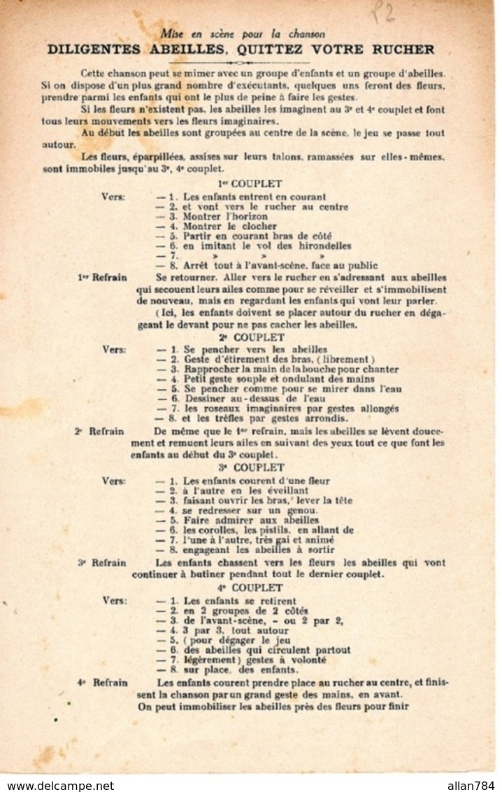 APICULTURE-VERS 1935-SUPERBE PARTITION ILLUSTREE PIANO CHANT A 2 VOIX DEDIée AUX ABEILLES ET RUCHES - EXCT ETAT -. - Partituras