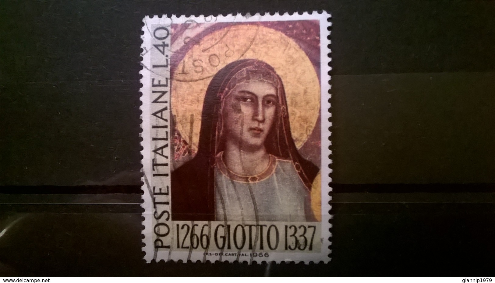 FRANCOBOLLI STAMPS ITALIA ITALY 1966 USED 7° CENTENARIO MORTE GIOTTO SASSONE 1031 - 1961-70: Usati