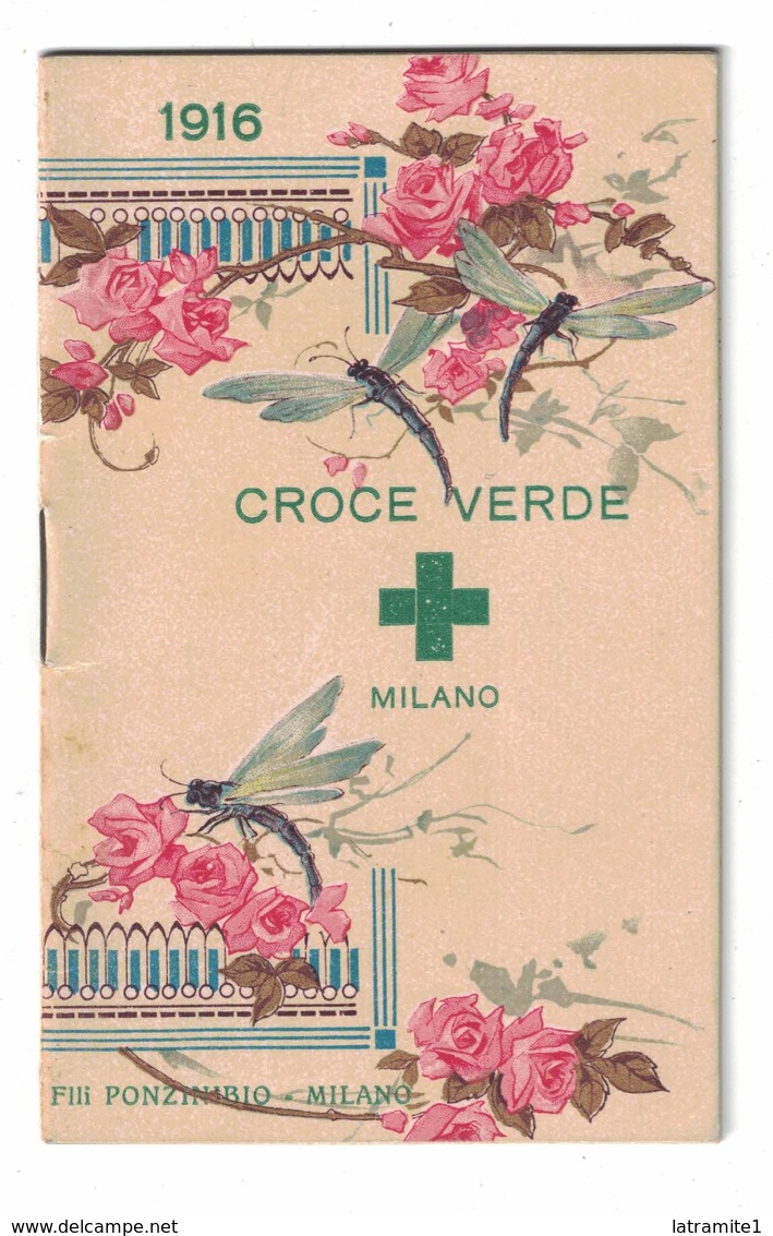 CALENDARIETTO ALMANACCO  1916  CROCE VERDE MILANO - Autres & Non Classés