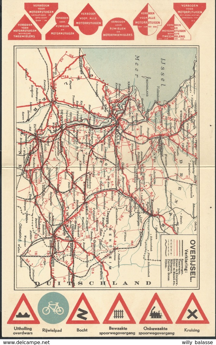 Double Carte Publicitaire Overijssel + Carte Géographique + Vélo Burgers Devener - Zwolle