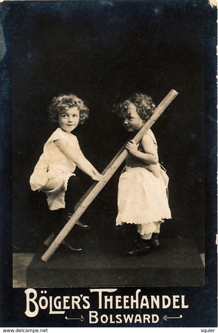 Early Advertisement Card,  Playing With Ladder, Bolgers Theehandel, Bolsward, Real Photo - Andere & Zonder Classificatie