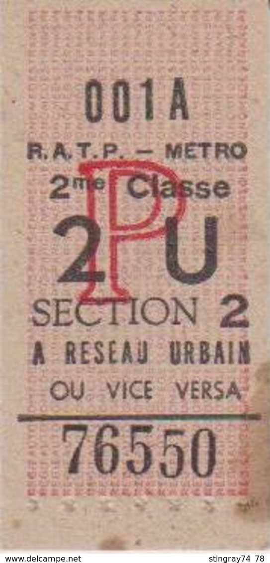 Ticket Ratp-metro Tarif P Ligne De Sceaux - Europe