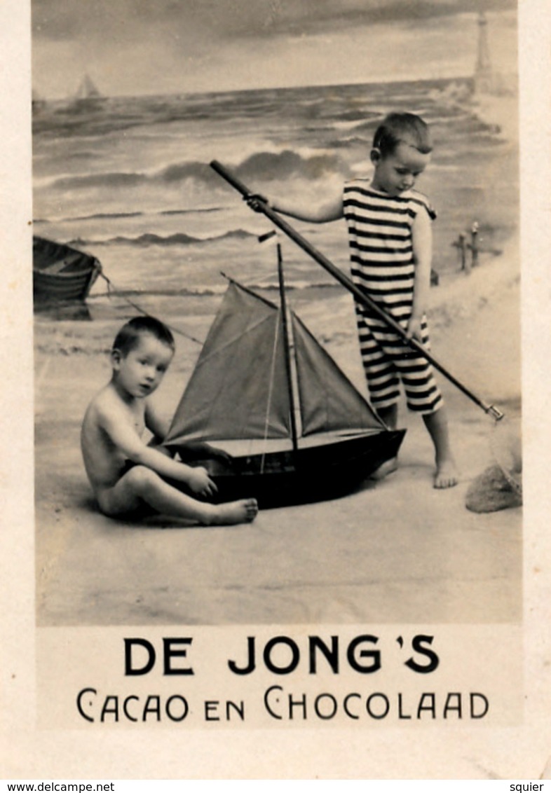 Early Advertisement Card, Beach, Swimdress, De Jong's Chocolaad, Real Photo - Andere & Zonder Classificatie