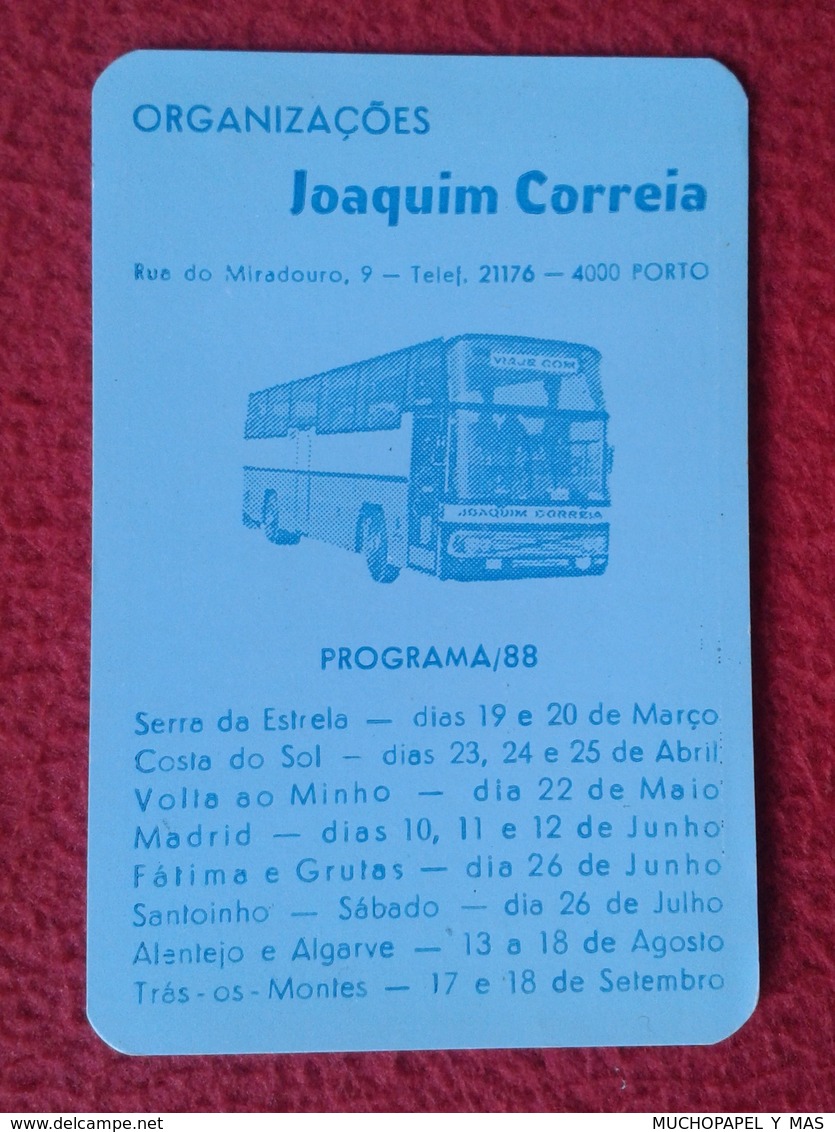 CALENDARIO DE BOLSILLO MANO PORTUGAL PORTUGUESE CALENDAR 1988 AUTOBÚS BUS AUTOCAR JOAQUIM CORREIA PORTO OPORTO VER FOTO - Tamaño Pequeño : 1981-90