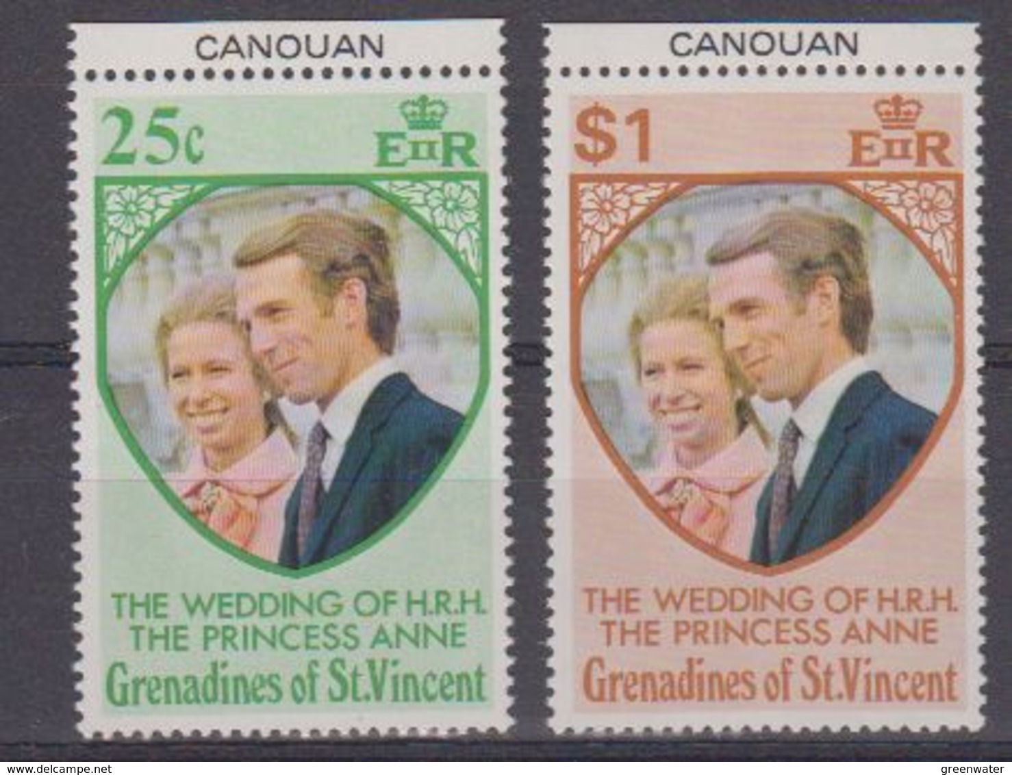 Grenadines Of St. Vincent 1973 Wedding Princess Anne 2v (margin) ** Mnh (41899) - St.-Vincent En De Grenadines