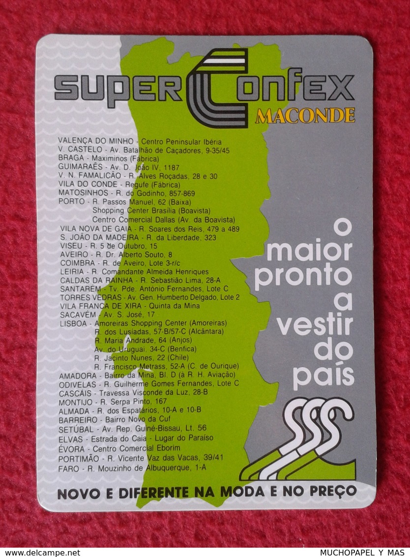 CALENDARIO DE BOLSILLO MANO PORTUGAL PORTUGUESE CALENDAR 1988 SUPER CONFEX MACONDE IMAGEN DE MAPA DE PORTUGAL MODA MAP - Petit Format : 1981-90