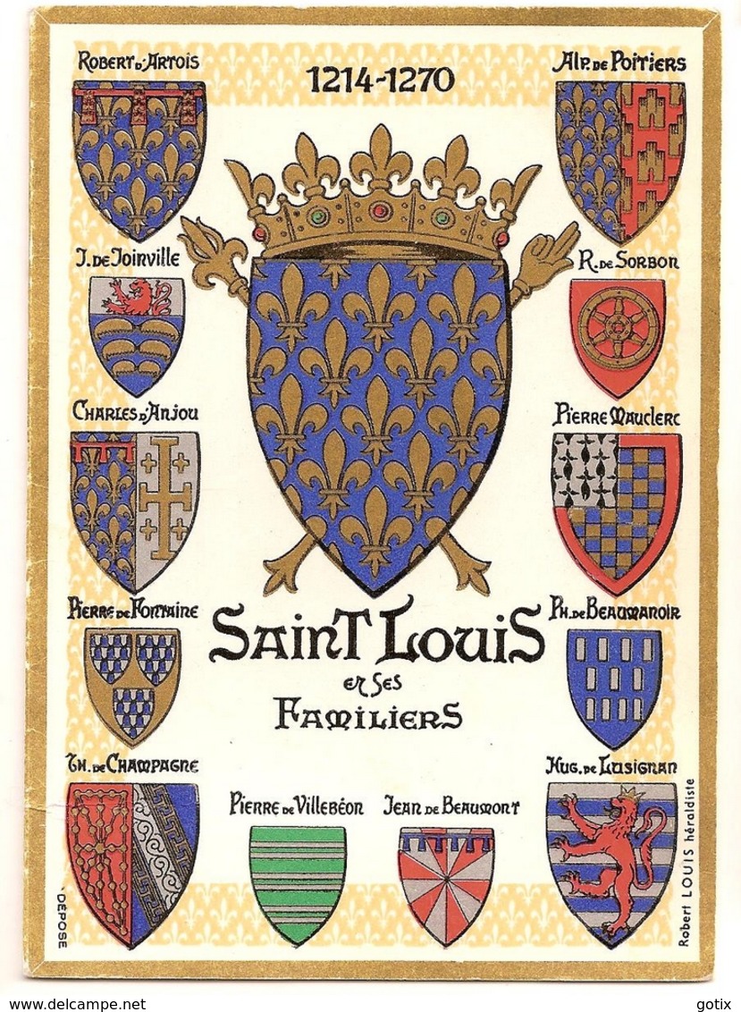 CP Héraldique - SAINT LOUIS Et Ses FAMILIERS - 1214-1270 - Robert Louis Héraldiste - History