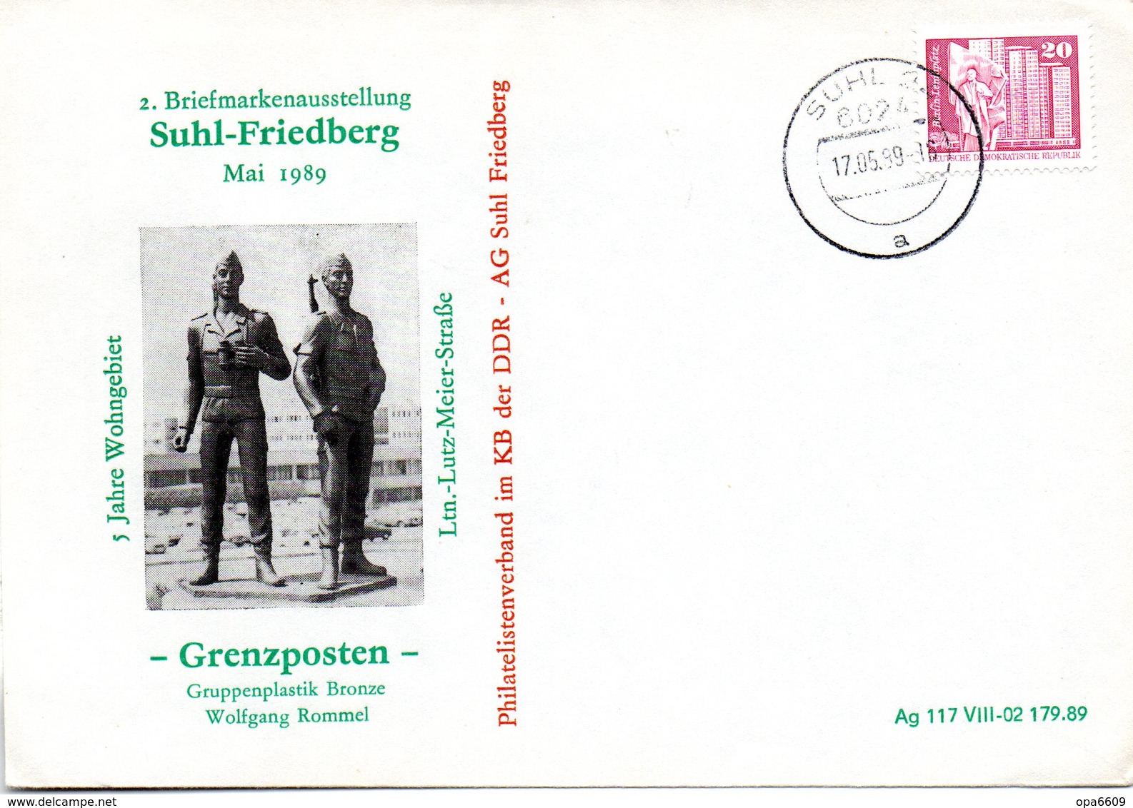 (DDR-B3) DDR Sonderumschlag "5 Jahre Wohngebiet Ltn.-Lutz-Meier.Straße", EF Mi 2485, TSt.17.5.89 SUHL - Covers & Documents