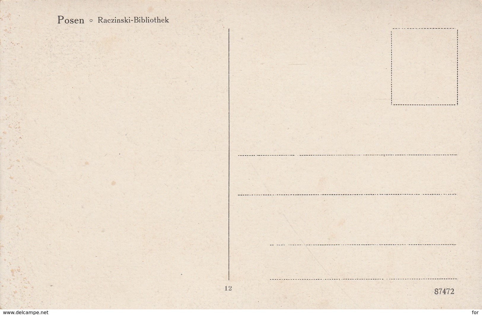 Allemagne : POSEN : Raczinski - Bibliothek - Posen