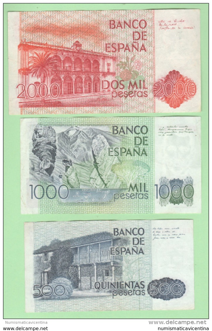 Spain Spagna 500 1000 2000 Pesetas 1979 E 1980 - [ 4] 1975-… : Juan Carlos I