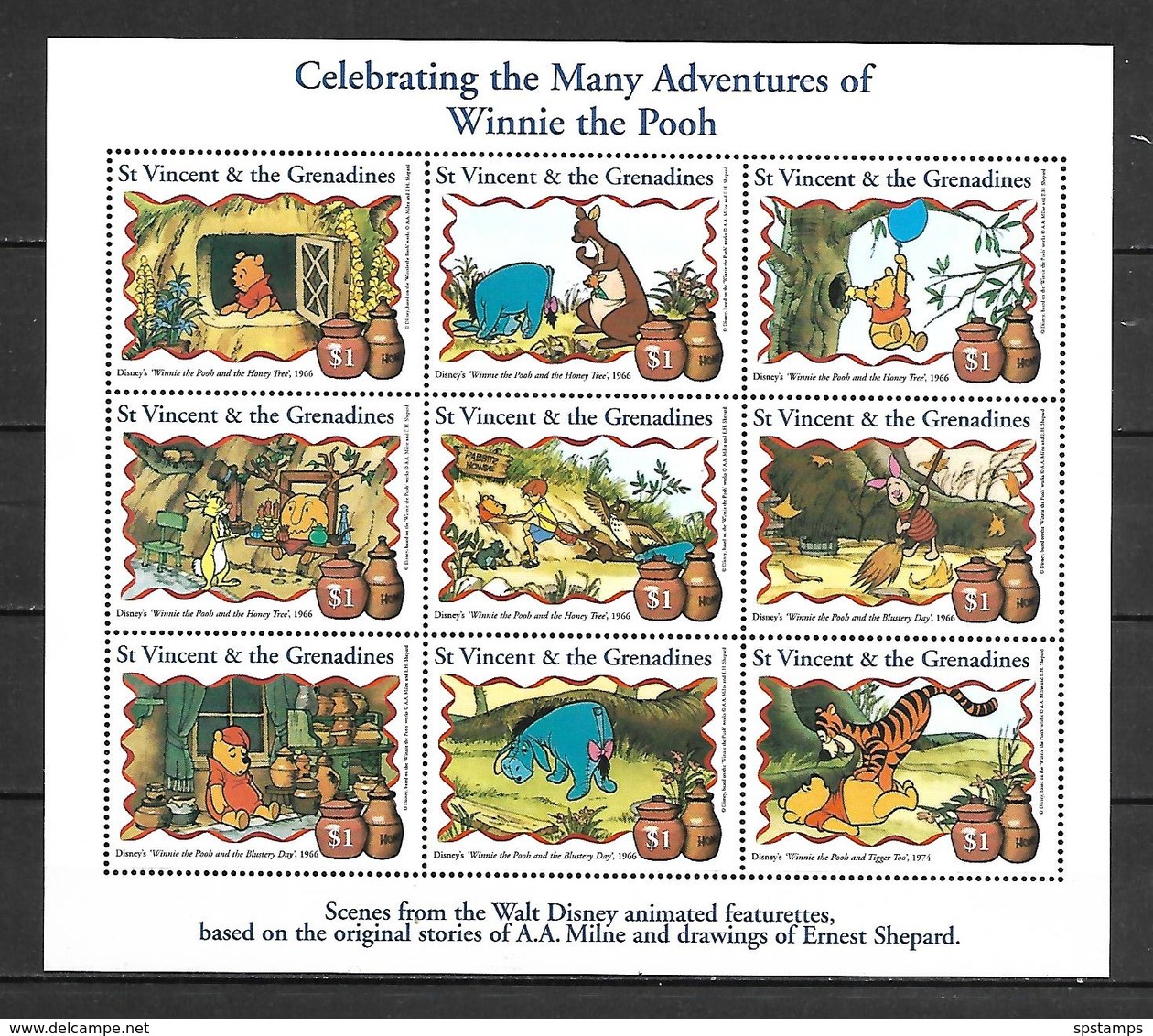 Disney St Vincent 1998 Winnie The Pooh Sheetlet MNH - Disney