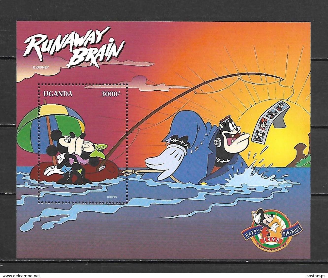 Disney Uganda 1998 Runaway Brain MS #2 MNH - Disney