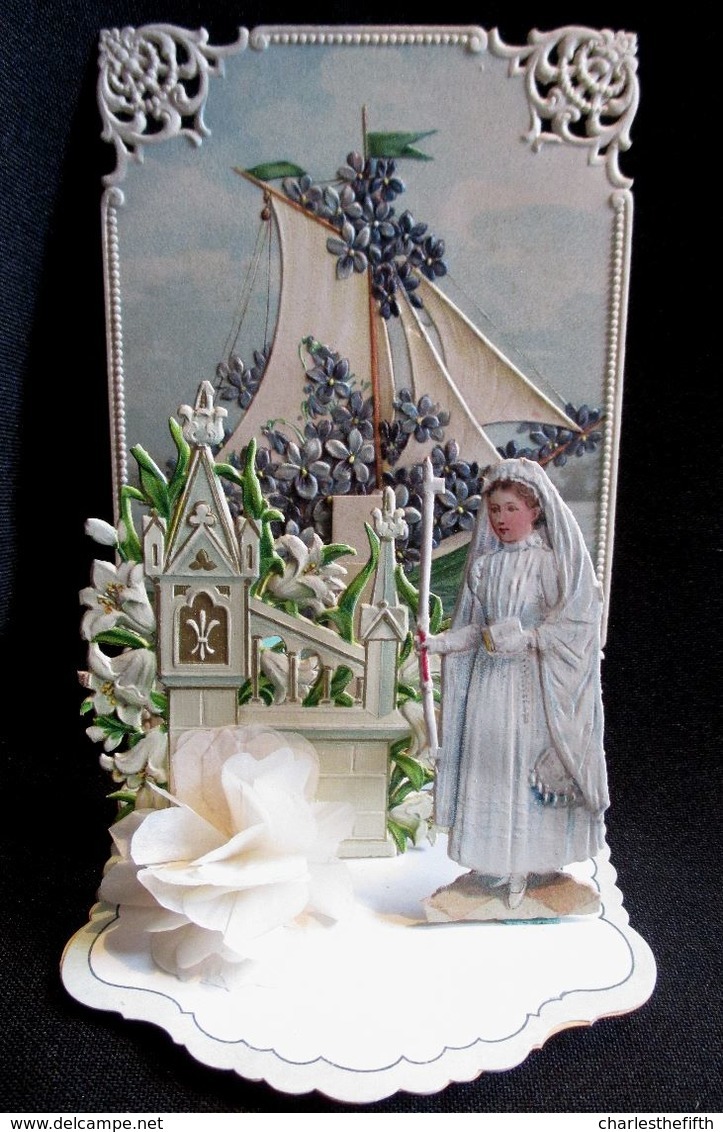 1890 SOUVENIR DE PREMIERE COMMUNION SYSTEME 3 D !  - VOIR SCANS - PRIMA COMMUNIONE - SISTEMA 3D - SUPERBE - Santini