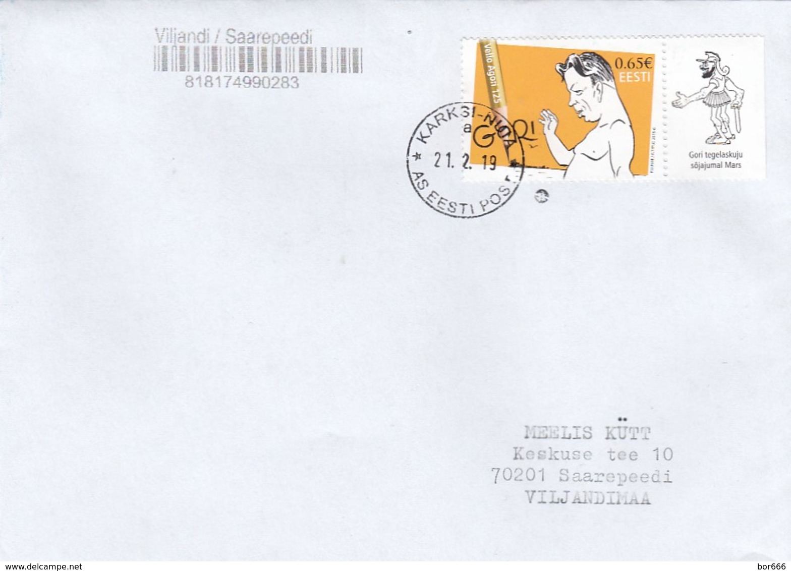 GOOD ESTONIA Postal Cover 2019 - Good Stamped: Gori / Vello Agori - Estonia