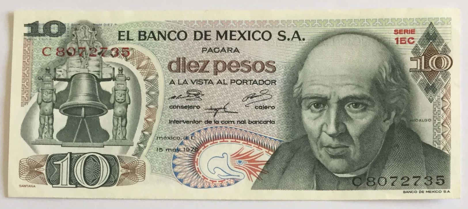 El Banco De Mexico S.A. - Diez Pesos - 1975 - Mexique