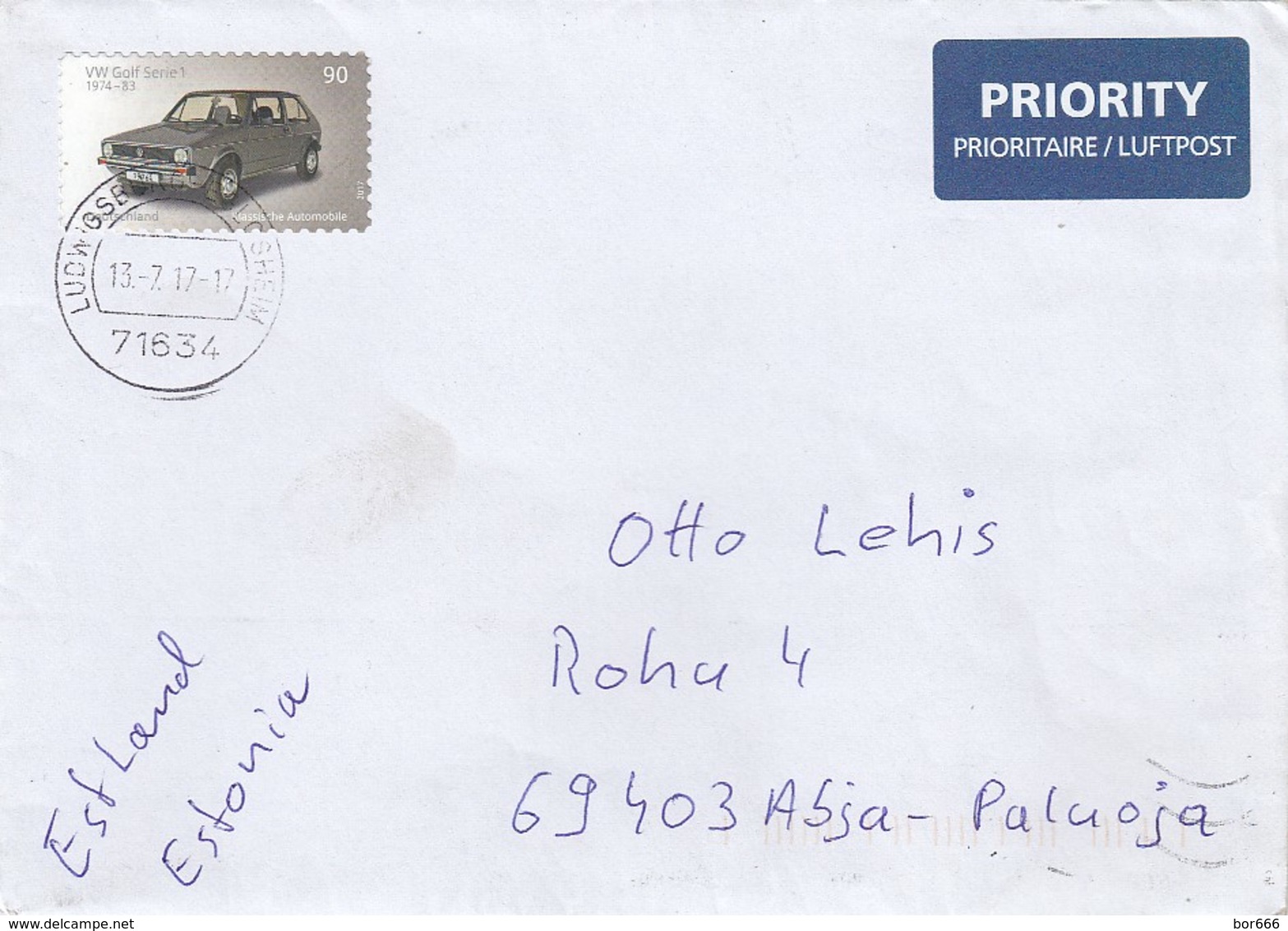 GOOD GERMANY Postal Cover To ESTONIA 2017 - Good Stamped: Car / Volkswagen - Covers & Documents