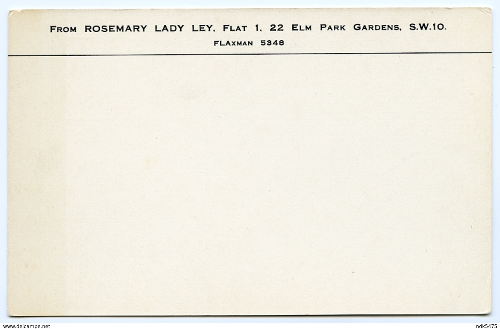 ROSEMARY, LADY LEY : ADDRESS - LONDON, CHELSEA, ELM PARK GARDENS - Famous Ladies