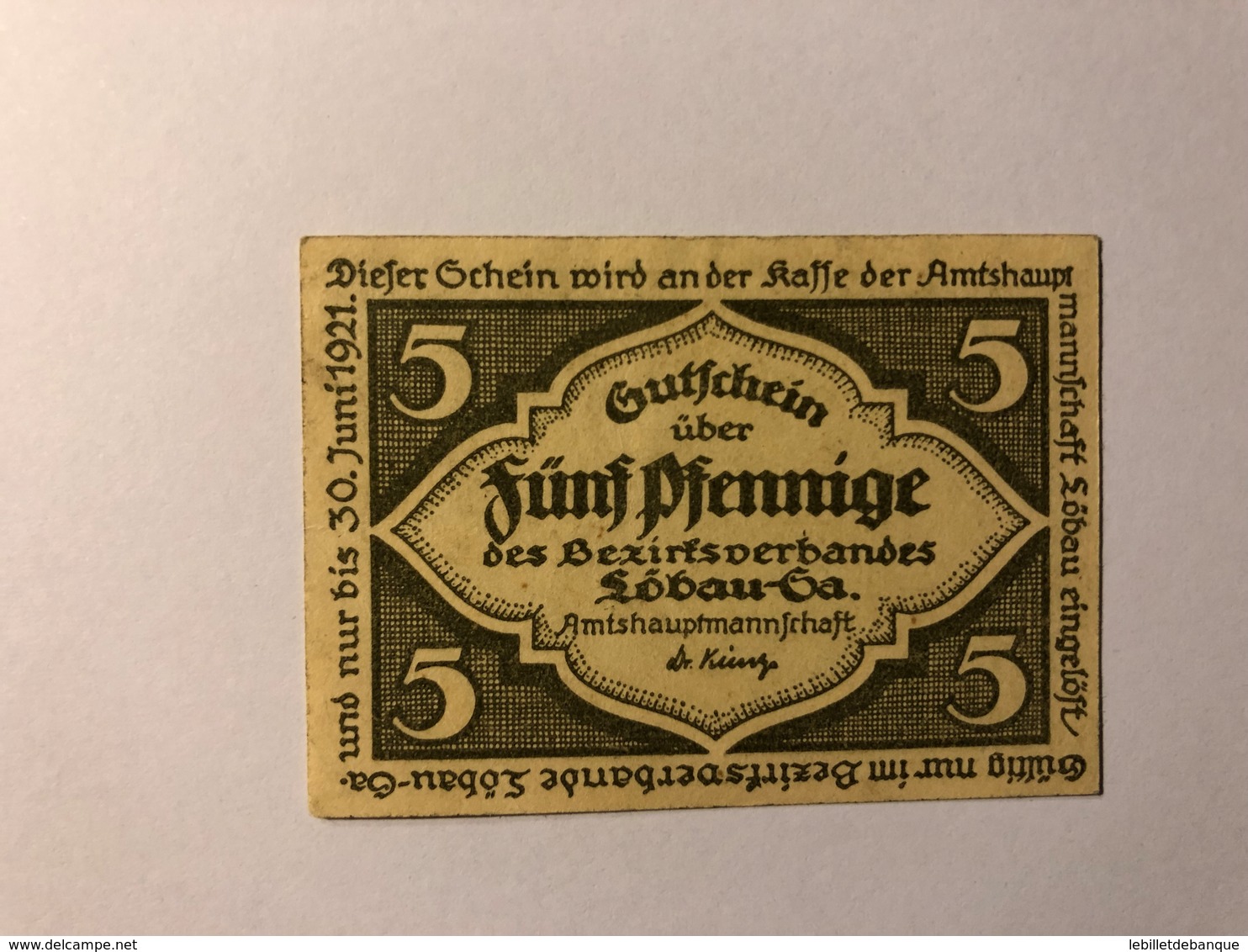 Allemagne Notgeld Lobau 5 Pfennig - Collections