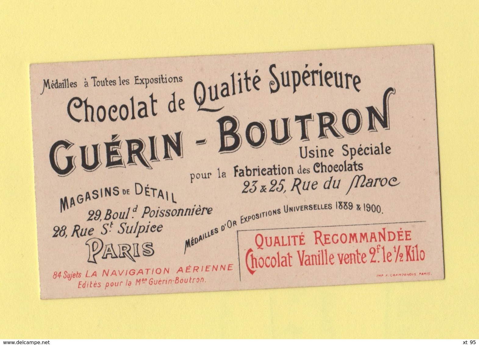 Chromo Chocolat Guerin Boutron - Dans Les Airs - N°21 - Zambeccari Montgolfiere - Guérin-Boutron