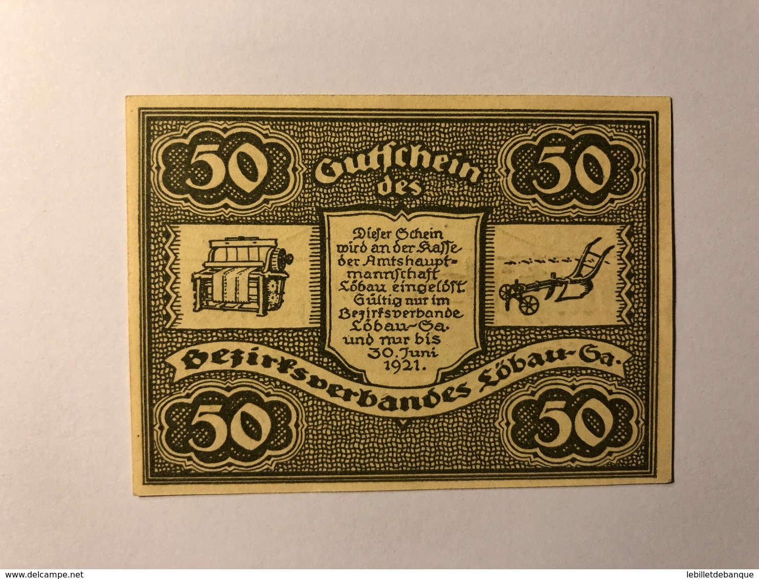 Allemagne Notgeld Lobau 50 Pfennig - Collections