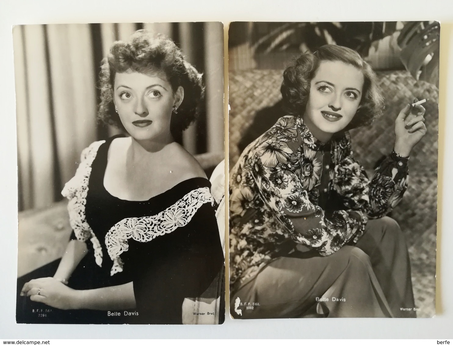 BETTE DAVIS - LOTTO DI 2 CARTOLINE - 2 POSTCARDS - Acteurs