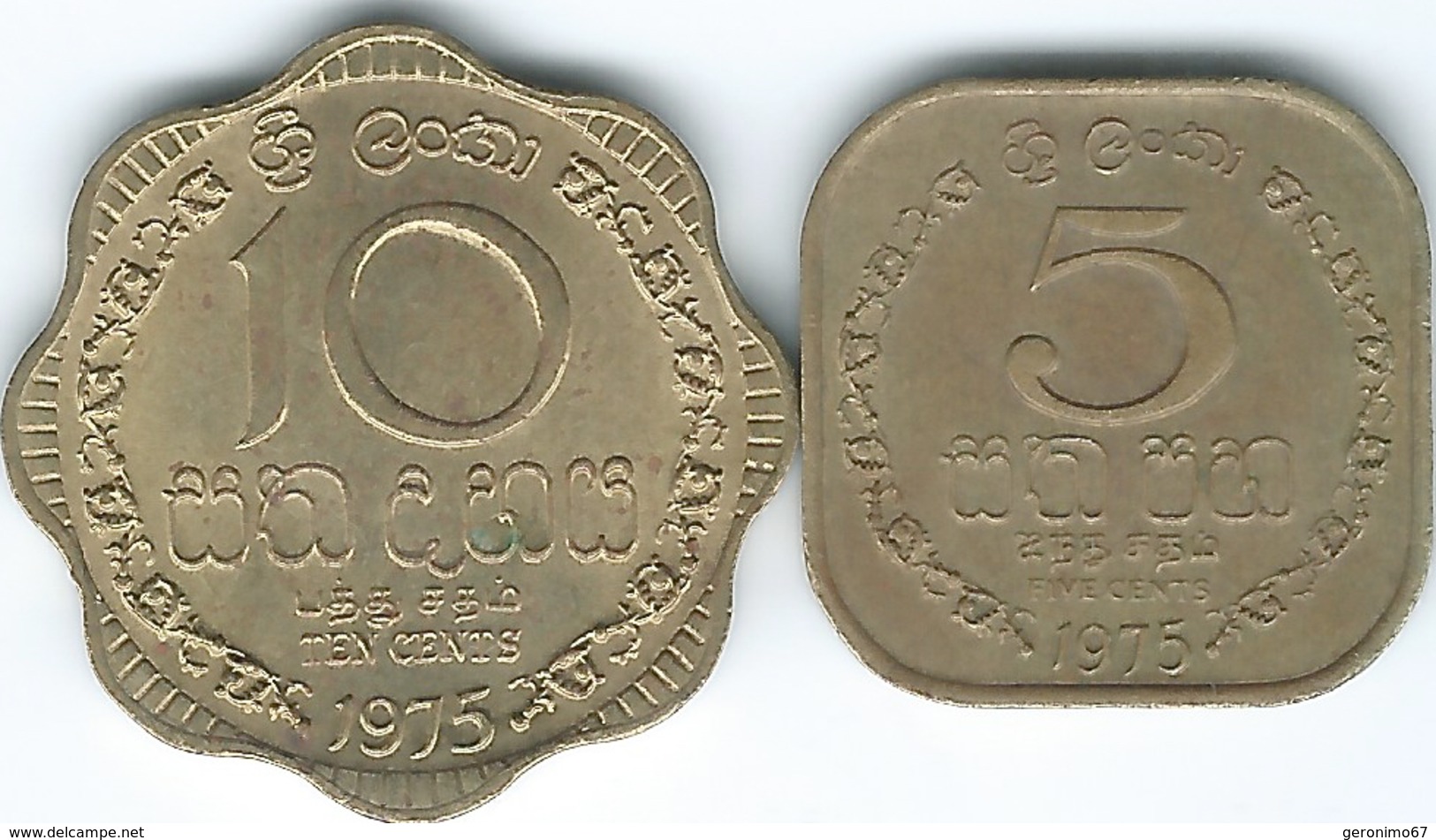 Sri Lanka - 1975 - 5 Cents (KM139) & 10 Cents (KM140) - Sri Lanka