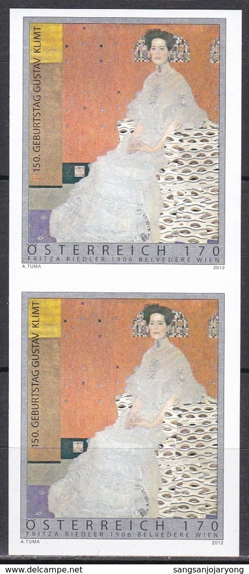 Color Print Pair, Austria Sc2388 Painting, Portrait, Gustav Klimt (1862-1918), Peinture - Other & Unclassified