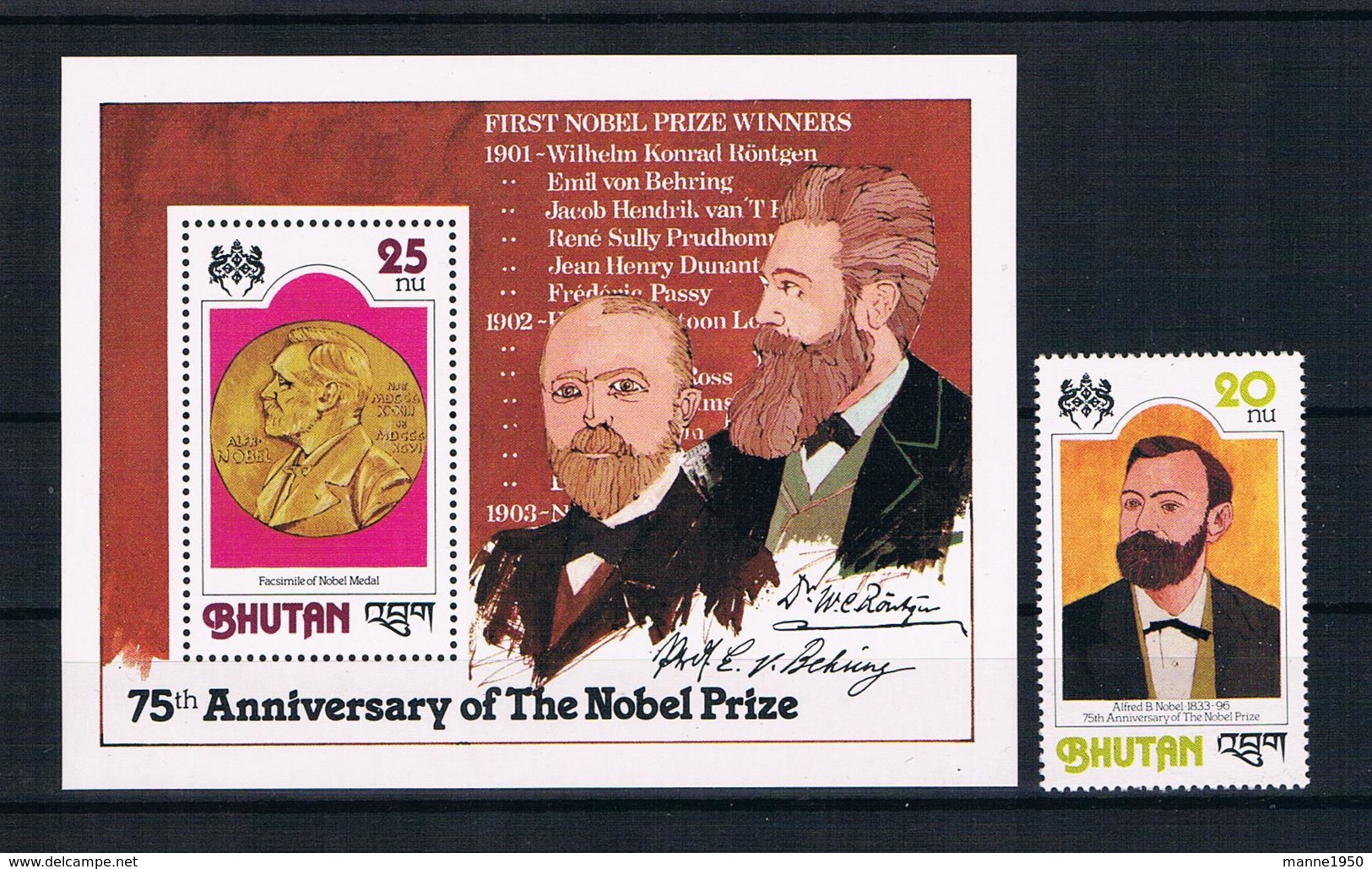 Bhutan 1978 Nobelpreis Mi.Nr. 716A + Block 77A ** - Bhutan