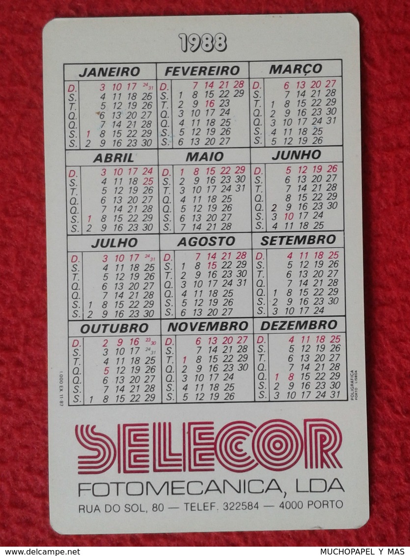 CALENDARIO DE BOLSILLO MANO PORTUGAL PORTUGUESE CALENDAR 1988 SELECTOR PORTO OPORTO SCHLOSS THUN IMAGEN CASTILLO CASTLE - Tamaño Pequeño : 1981-90