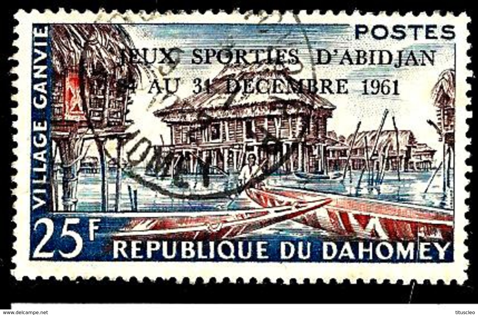 DAHOMEY  170° 25f Violet-brun, Rouge Et Bleu Jeux D'Abidjan (10% De La Cote + 0,25) - Bénin – Dahomey (1960-...)