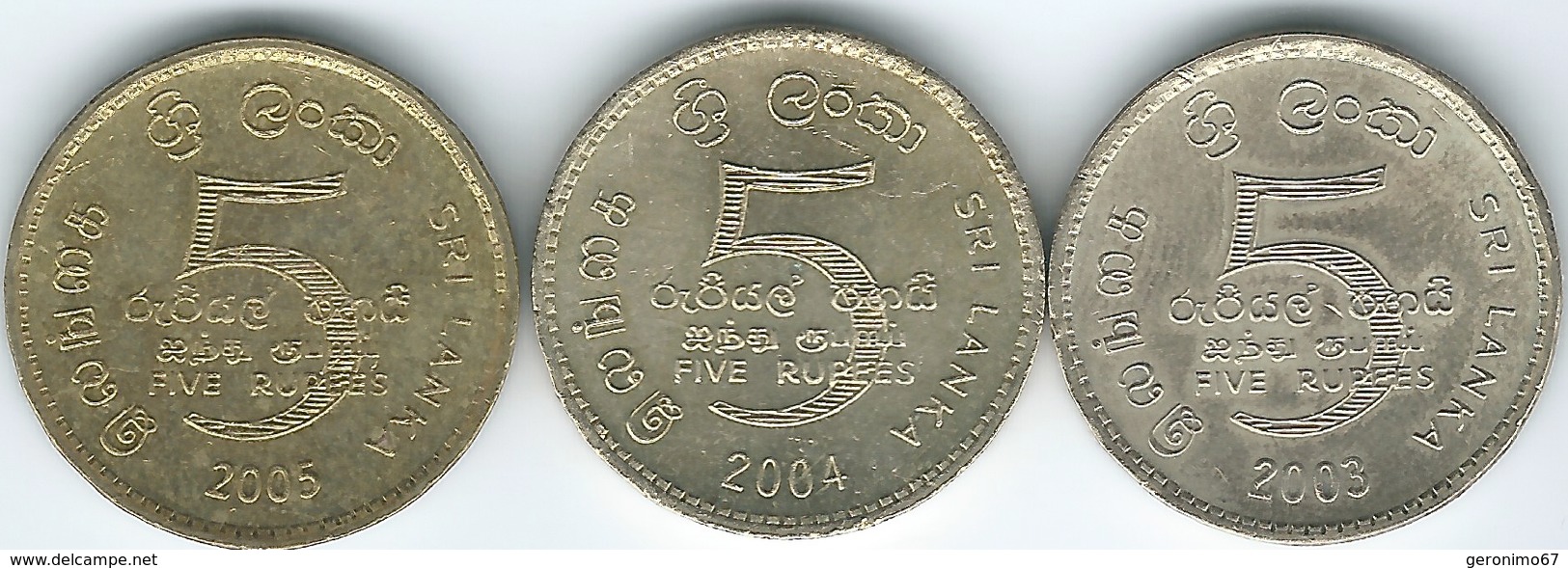 Sri Lanka - 5 Rupees - 2003 - Upasampada (KM169) 2004 (KM148) 2005 (KM148.2a) - Sri Lanka