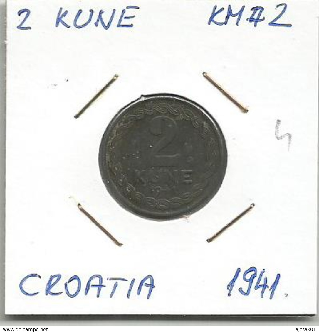 Gh5 Croatia 2 Kune 1941. KM#2 Zinc - Croatia