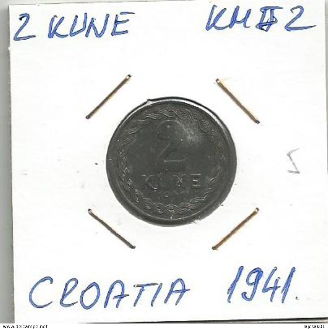 Gh5 Croatia 2 Kune 1941. KM#2 Zinc - Croatia