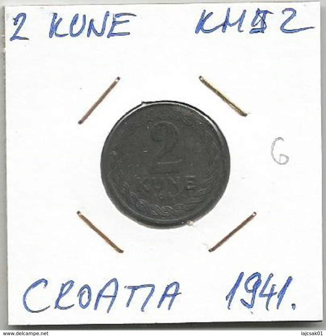 Gh6 Croatia 2 Kune 1941. KM#2 Zinc - Croatia