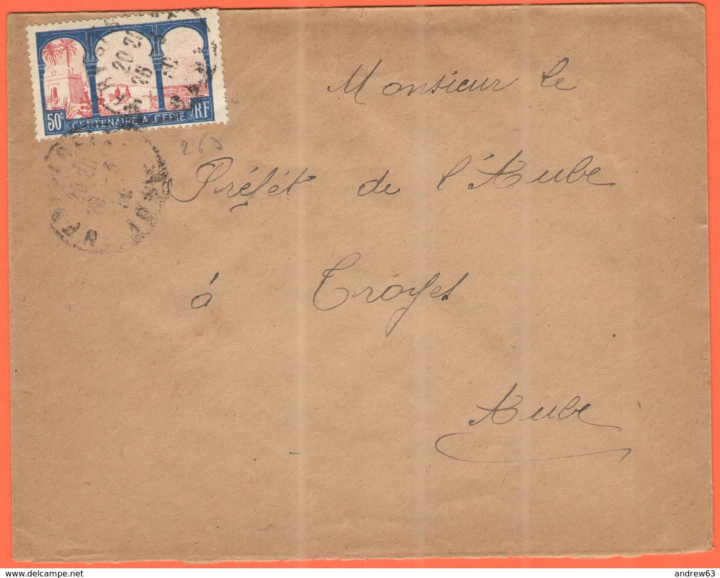 FRANCIA - France - 1930 - 50c Centenaire De L'Algérie - Viaggiata Da Bar-sur-Seine Per Troyes - Storia Postale