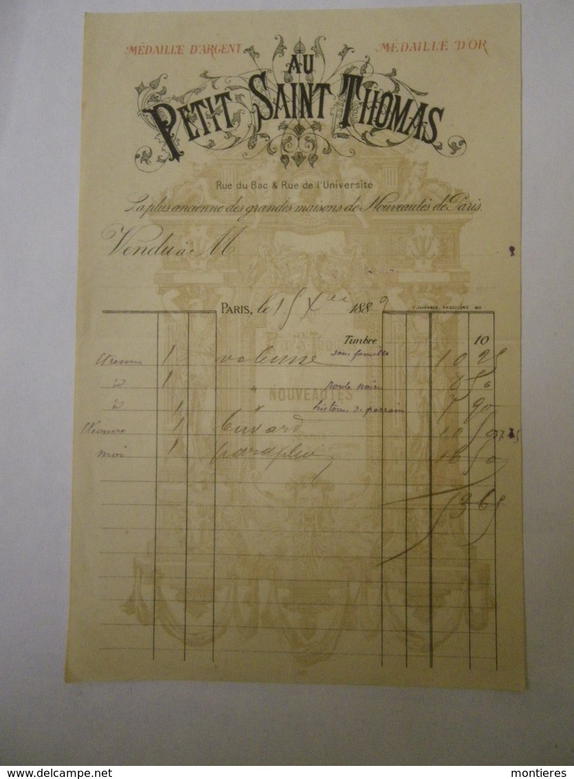 AU PETIT SAINT THOMAS PARIS 1889 Rue Du Bac Et L'Université Paris VII La Plus Ancienne Des Grandes Maisons De Nouveautés - Textile & Vestimentaire