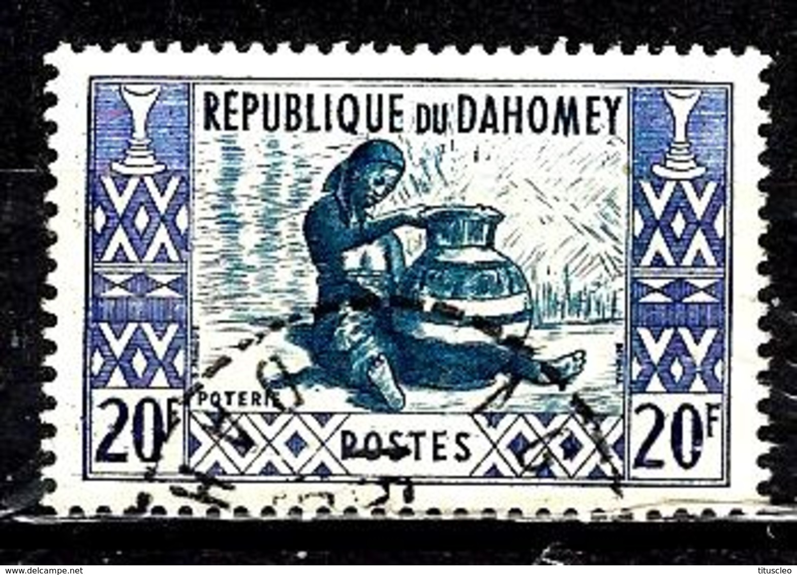 DAHOMEY  166° 20f Outremer Et Bleu Artisanat Poterie (10% De La Cote + 0,25) - Bénin – Dahomey (1960-...)