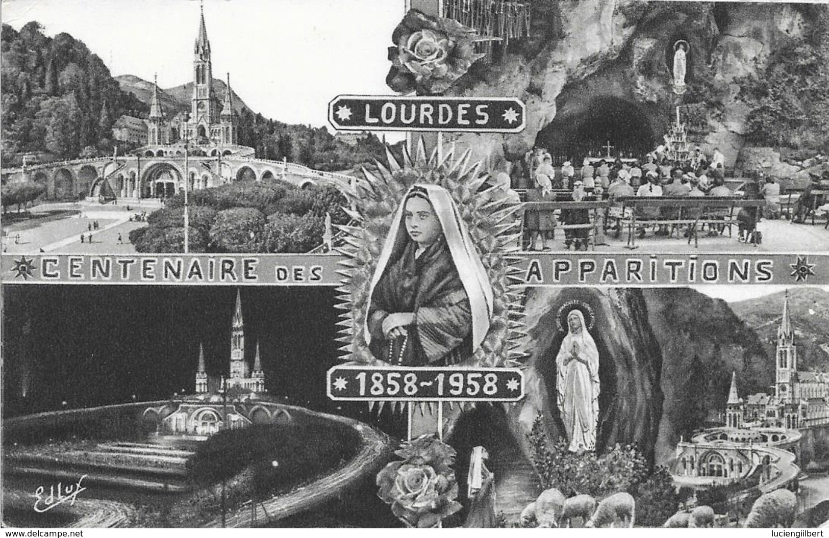 HAUTES PYRENEES 65 -    - LOURDES - CENTENAIRE DES APPARITIONS - 1858 1958  - FLAMME LOURDES CNTRE MONDIAL DE PELERINAGE - Lourdes