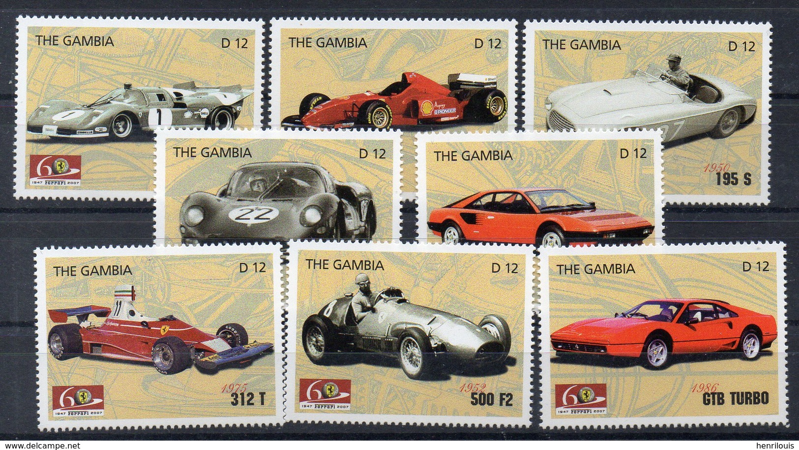 GAMBIE  Timbres Neufs ** De 2007 ( Ref 6075 ) Sport Automobile - Ferrari - Gambie (1965-...)