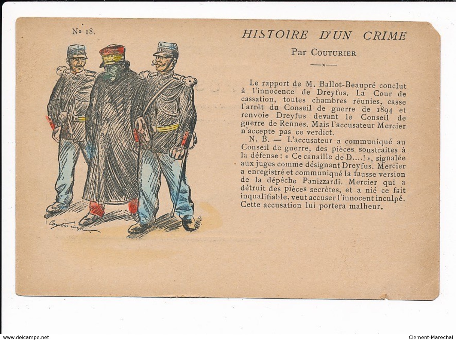 ILLUSTRATEUR POLITIQUE : COUTURIER - Affaire Dreyfus - Histoire D'un Crime - état - Satiriques