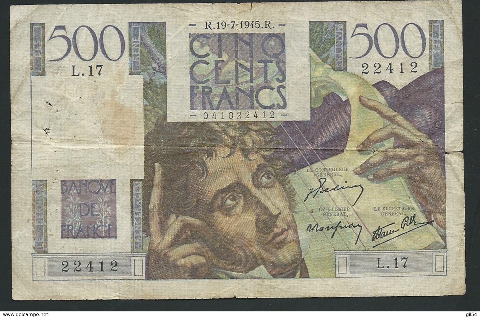 France   BILLET DE 500 FRANCS CHATEAUBRIAND   19/07/1945  / 22412  L.17- Laura4308 - 500 F 1945-1953 ''Chateaubriand''