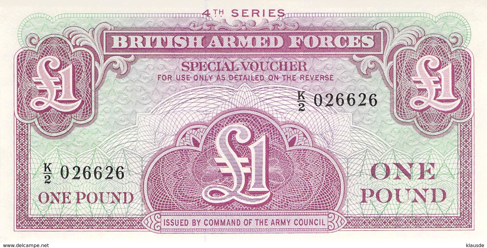 One Pound Britisch Armed Forces Banknote Großbritanien - British Armed Forces & Special Vouchers