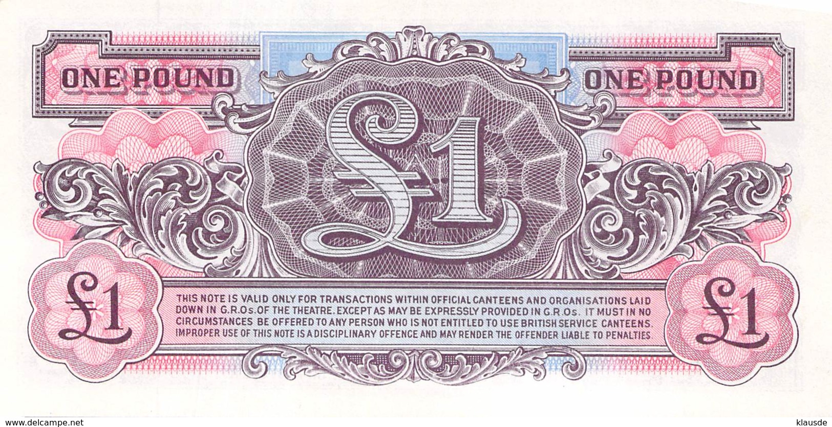 One Pound Britisch Armed Forces Banknote Großbritanien UNC - British Armed Forces & Special Vouchers