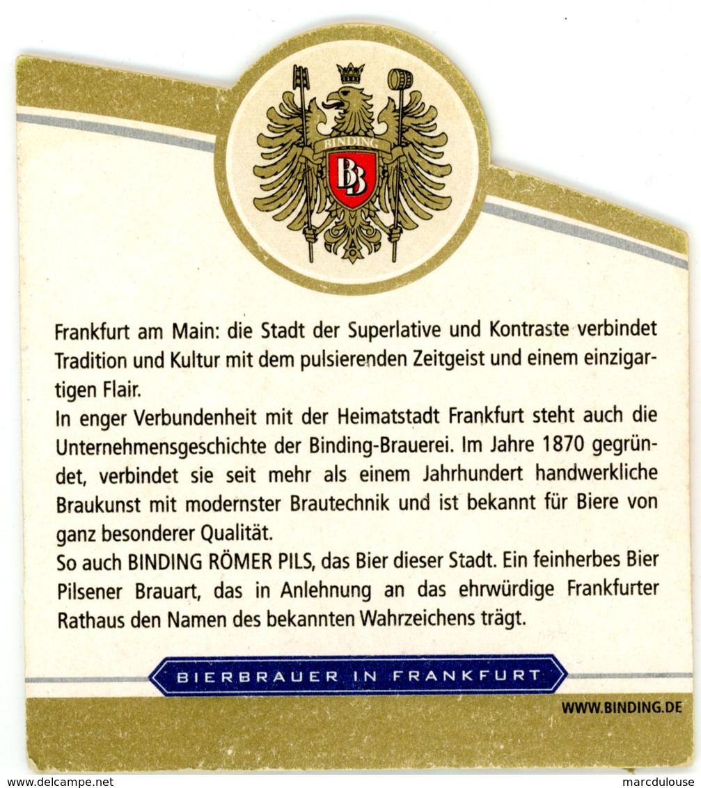 Deutschland. Germany. Binding Römer Pils. Seit 1870. Bierbrauer In Frankfurt Am Main: Die Stadt Der Superlative Und ... - Bierdeckel
