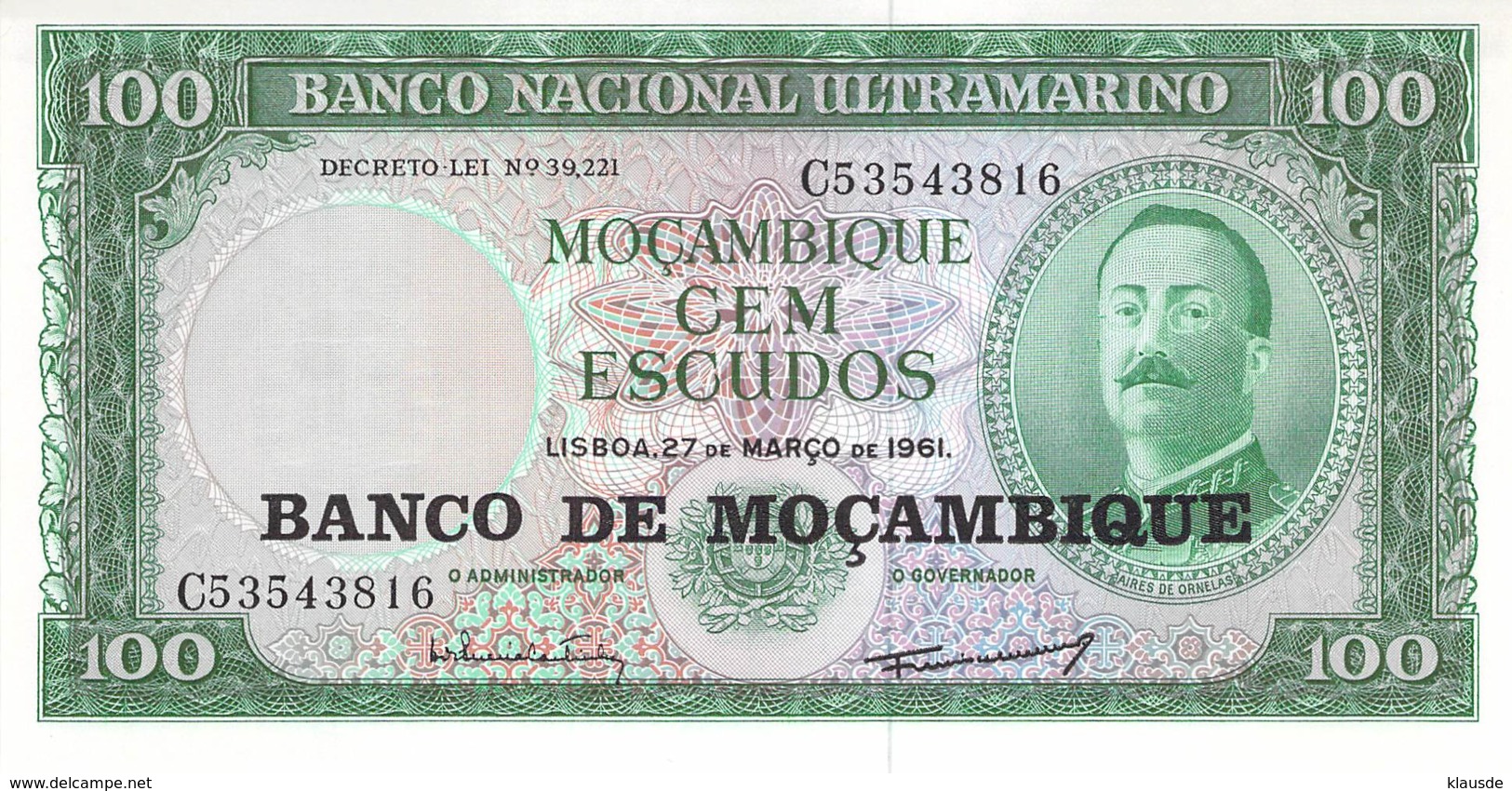 Cem Escudos Banknote Mocambique - Moçambique