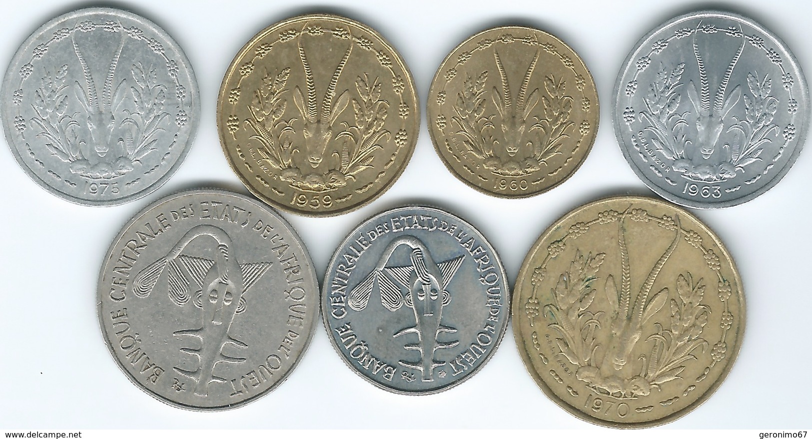 West AfrIcan States  - 1 (1963 & 1975), 5 (1960), 10 (1959), 25 (1970), 50 (1990) & 100 Francs (1967) (KMs 1-6) - Autres – Afrique