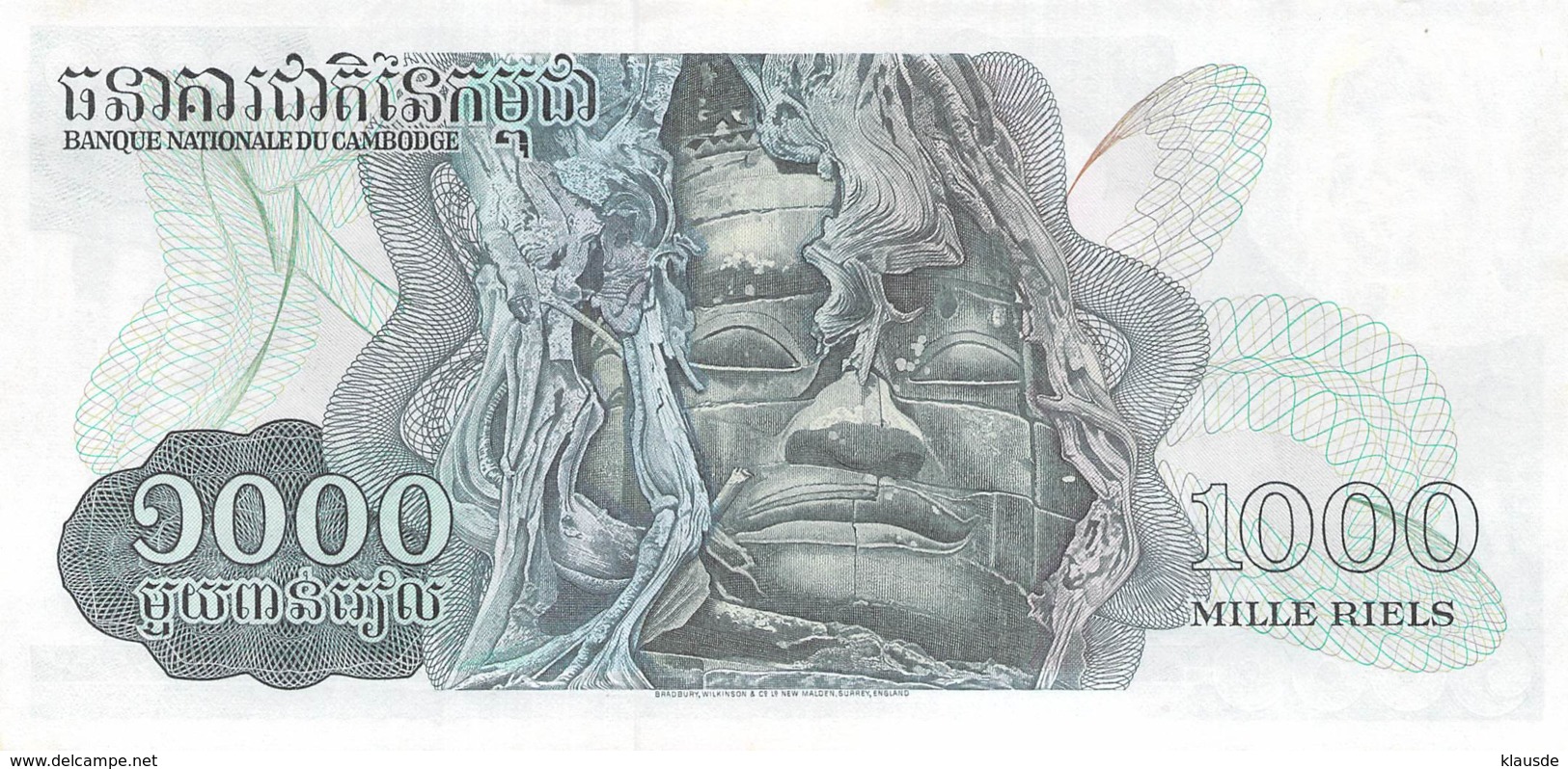 1000 Mille Riels Banknote Kambodscha UNC - Kambodscha