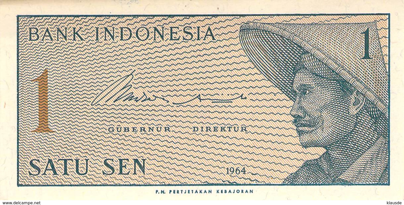 Satu Sen Banknote Indonesien 1964 - Indonesien