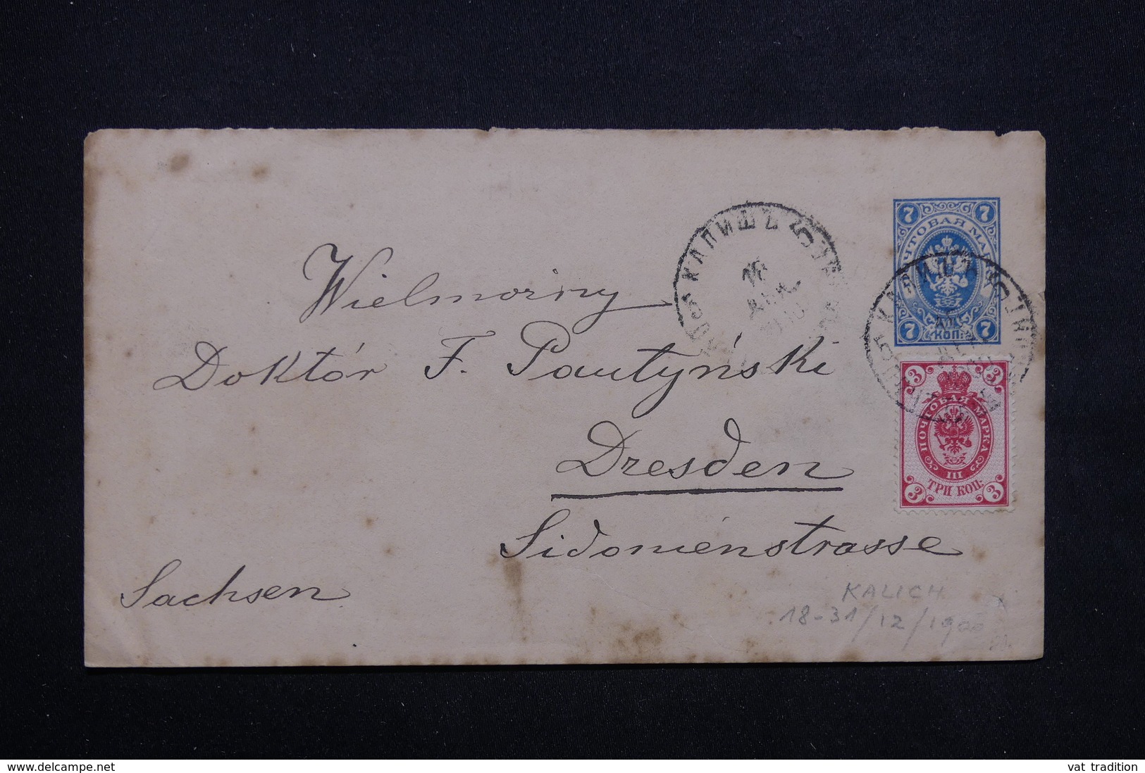 RUSSIE - Entier Postal + Complément De Kalich En 1900 Pour Dresden - L 23674 - Entiers Postaux