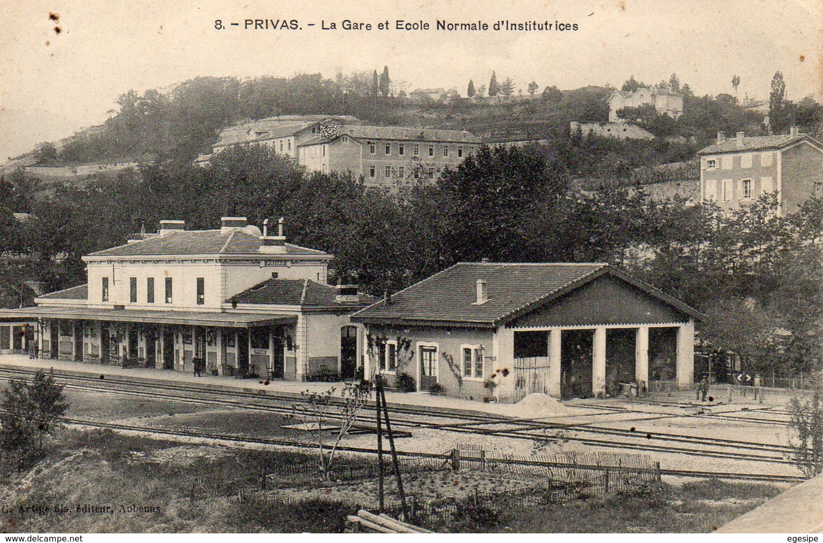 CPSM 07 ARDECHE PRIVAS - La Gare Et L'Ecole Normale D'institutrices - Circulé - Privas